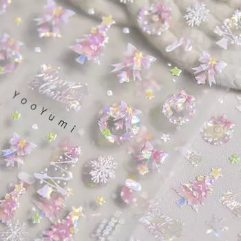 Раковина световой фрагмент вспышка розовые рождественские наклейки для ногтей украшения для ногтей наклейки DIY маникюр to3606