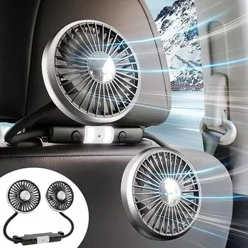 Raksonic Автомобильный Электромобиль Задний Маленький Шланг Автомобильный USB Охлаждающий Мощный 3 Уровня Воздушного Потока Воздух Легкий Воздух Тепловой Удар Предотвращение Вентилятор, Двухголовый Вентилятор, чёрный