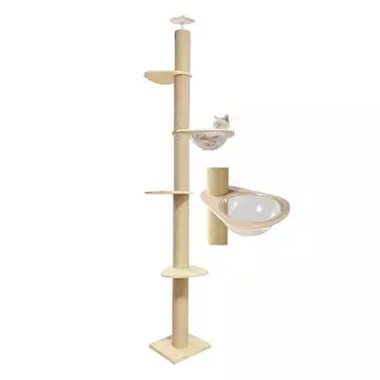 RAKU Extra Thick Tree Climbing Tower с гамаком Spaceship 12 см Extra Thick Post Single Cat Tower Tension Cat Tower Space Saving Height 4 Types