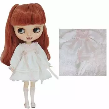 rakulifey Blythe Clothing One Piece Neo Blythe Costume Set for Obitsu 24 Dress Socks Cute 2 Piece Set
