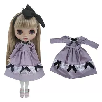 rakulifey Blythe костюм волосы кукла Blythe подходит для Obitsu набор набор, одежда, платье, украшение, одежда, 24, 2-х частей (серый фиолетовый)
