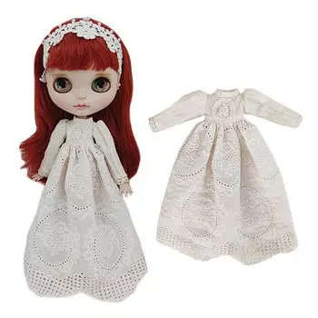 rakulifey Blythe Одежда Наряд Одежда Платье Нео Блайт Костюм Бежевый Для Obitsu 24 бежевый
