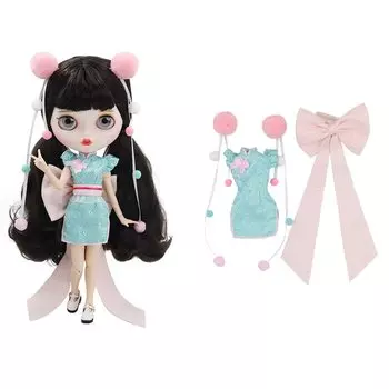 Rakulifey Blythe Одежда Платье Нео Блайз Костюм Китайское Платье Наряд Лента Для Obitsu 24 Применимо Украшение Для Волос Комплект Из 3 Предметов