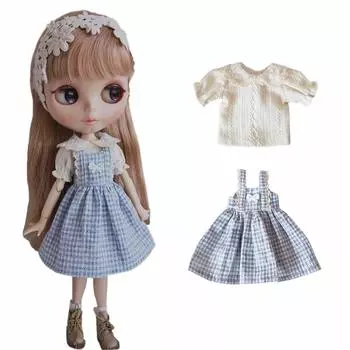 rakulifey Костюм Блайз Платье Рубашка Одежда для куклы Блайз Комплект Обицу Licca-chan 24-целевой 2-х предметный (синий) синий