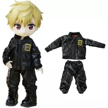 Rakulifey Obitsu 11 Одежда Куртка Ob11 Размер Комплект одежды Пальто Брюки Obitsu Кукла 11см Одежда Милый Комплект из 2 предметов Черный Черный