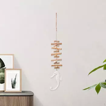 Ракушка морской конек Деревянная настенная подвеска украшение средиземноморский стиль винтажное украшение для белый