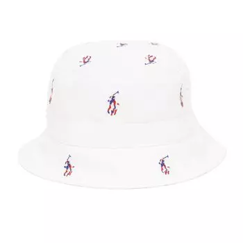 Ralph Embroidery Cotton Bucket Hat (Polo Lauren) Men s Women s Multi-Pony 01080039-S/M-WHITE [Item] белый