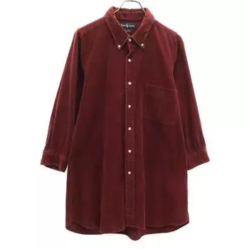 RALPH LAUREN 90s BIG SHIRT OLD Long sleeve Corduroy Button Down Shirt dress Women Used