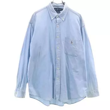 RALPH LAUREN 90s Old Long sleeve Cotton shirt L blue BIG SHIRT Men s Used