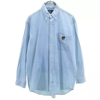 RALPH LAUREN 90s Old Polo Bear Long sleeve Chambray shirt L blue Men s Used