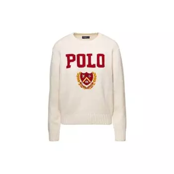 Ralph Lauren Letter Embroidered Printed Pullover Sweater Women sweater White 211910471-001 M