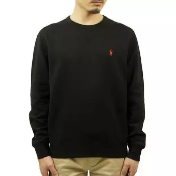 Ralph POLO Ralph Lauren Crew Neck Sweatshirt Plain Pullover One Point (Поло Лорен) Мужская 0102843-XXL-BLACK [Товар] чёрный