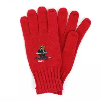 Ralph POLO Ralph Lauren POLO BEAR Polo Bear Вязаные перчатки Перчатки (Поло Лорен) Мужской (RED) [Элемент] красный