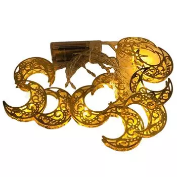 Ramadan Eid String Light Battery Operated Moon Star Lamp Mubarak Moon LED String Lights for Indoor Solar energy