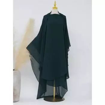 Рамадан Химар Абая Саудовская Аравия Турция Ислам Мусульманский Хиджаб Платье Одежда для Молитвы Абая для Женщин Кебая Халат Femme Musulmane One Size темно-зеленого