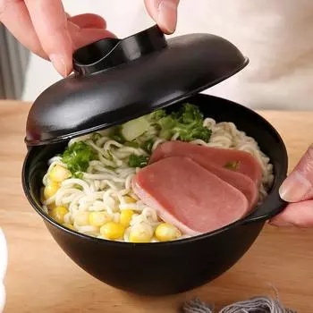 Ramen Cooker Bowl Noodle BowlInstant With Lid Microwave Pasta Dorm Room White