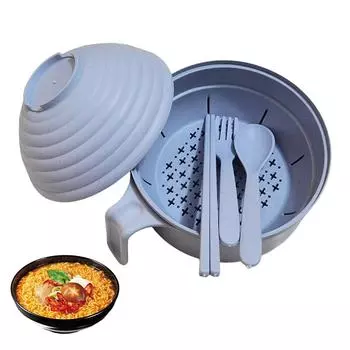 Ramen Cooker Ramen Bowl Set with Spoon Chopsticks Fork Microwave Noodle Bowl Ramen Noodle Cooker College Dorm Room Essentials зелёный