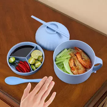 Рамен Миска с крышкой Большая суповая ручка Легко моется Салатная лапша для колледжа