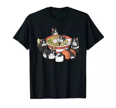 Ramen Sushi Boston Terrier Dog T-shirt