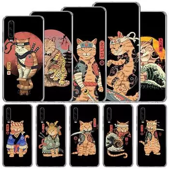 Рамен Суши Самурай Татуировка Кот Мягкий Чехол Для Huawei P30 Lite P40 P20 P10 P50 Pro Чехол Для Телефона Mate 20 30 40 10 P30Lite Shell Fund Huawei P30