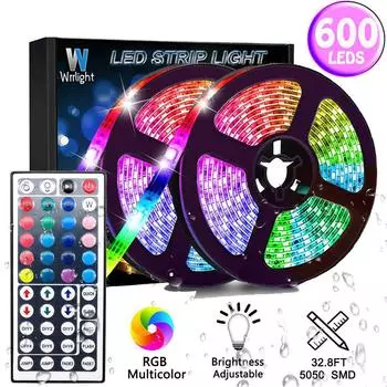 Ramidos 10-метровая водонепроницаемая гибкая лента с изменением цвета RGB SMD3528 600 светодиодов + Ne One Size чёрный