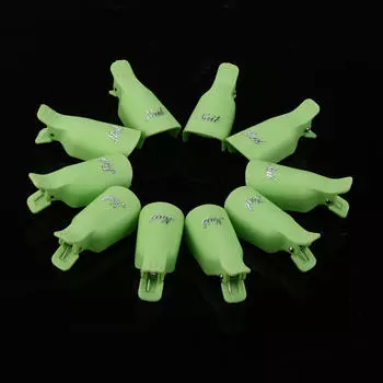 Ramidos 10 шт. пластиковый зажим для ногтей с зажимом для снятия УФ-гель-лака, инструмент для обертывания GN One Size зелёный