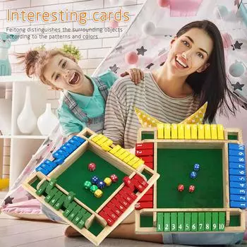 Ramidos Деревянная игра в кости с закрытой коробкой, классическая настольная игра для 4 игроков, семейная математическая игра в пабе для детей и взрослых с 8 кубиками One Size