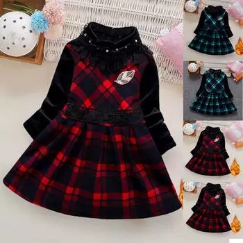 Ramidos детское кашемировое утепленное платье с длинными рукавами для девочек, сохраняющая тепло юбка с высоким воротником L зелёный