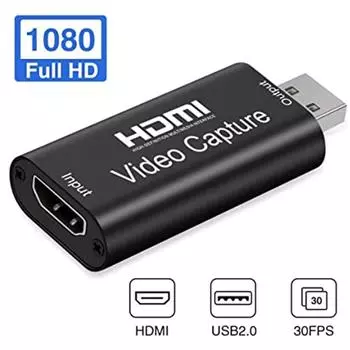 Ramidos HDMI-USB-карта видеозахвата 1080P HD-рекордер для игр/потоковое видео в реальном времени One Size чёрный