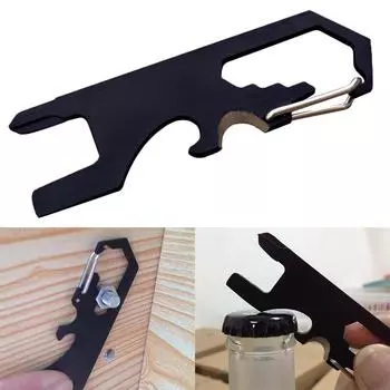 Ramidos из нержавеющей стали, инструмент для выживания, EDC, открывалка для бутылок, карабин, отвертка, брелок One Size чёрный