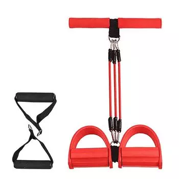 Ramidos Эластичная педаль для домашних упражнений с 3 трубками и ручкой для фитнеса Тяга-веревка One Size красный