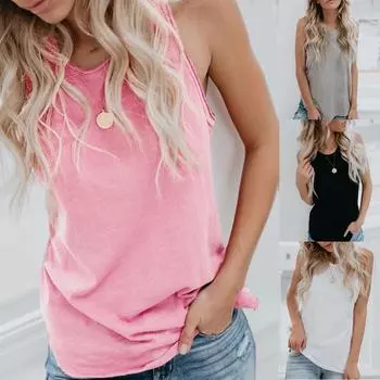 Ramidos модный женский летний жилет без рукавов однотонный повседневный топ на бретелях футболка M белый