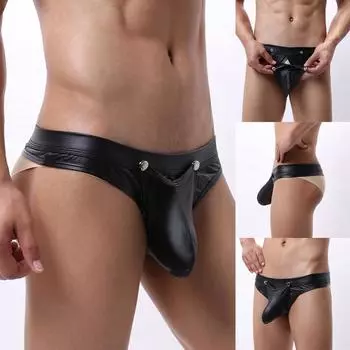Ramidos Мужское сексуальное нижнее белье из искусственной кожи с низкой талией, удобное нижнее белье S