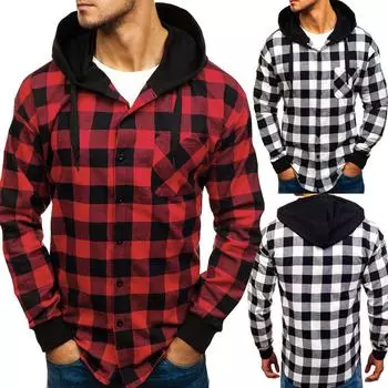 Ramidos мужской осенне-зимний пуловер в клетку, толстовка с капюшоном, верхняя одежда, блузка L чёрный