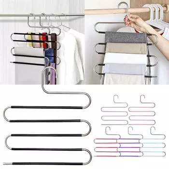 Ramidos Вешалки для брюк 5 шт. Нескользящие компактные вешалки из нержавеющей стали Вешалки для одежды Органайзер для брюк Брюки Джинсы Шарф One Size розовый