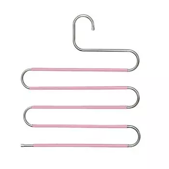 Ramidos Вешалки для брюк 5 шт. Нескользящие компактные вешалки из нержавеющей стали Вешалки для одежды Органайзер для брюк Брюки Джинсы Шарф One Size розовый