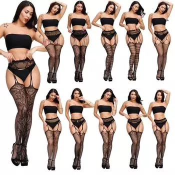 Ramidos женские сексуальные ажурные чулки открытые мягкие колготки нижнее белье прозрачное кружевное боди One Size