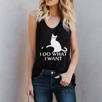 Ramidos женский буквенный жилет без рукавов, свободные укороченные топы, майки, блузки, футболки XL чёрный