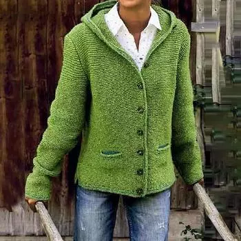 Ramidos женский свитер с капюшоном и двойным карманом, женский вязаный кардиган