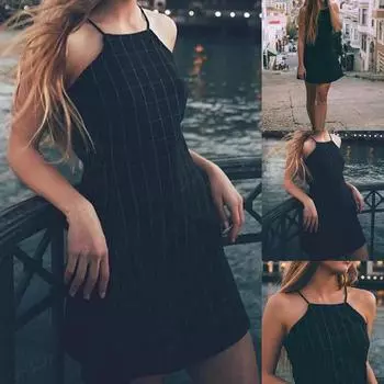 Ramidos женское модное мини-платье А-образной формы без рукавов в клетку с открытой спиной XL чёрный