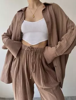 Ramila Мягкий коричневый муслиновый комплект