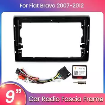Рамка 2Din для Fiat Bravo 198 2 2007-2014 Android, автомобильный радиоприемник, стереопанель, приборная панель, DVD-плеер, кабель, адаптер Canbus, комплект для приборной панели with CANBUS чёрный