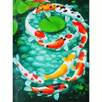 Рамка 5D алмазная живопись красный карп полная круглая вышивка мозаика Анима вышивка крестиком наборы страз домашний декор 30x40 см 30x40cm NO Frame