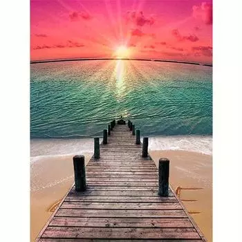 Рамка 5D DIY Алмазная картина Пейзаж Полный круглый Алмазная мозаика Пейзаж Вышивка Декор Главная 30x40 см 30x40cm NO Frame