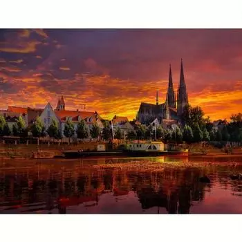 Рамка 5D DIY Алмазная картина Вышивка Дом Искусство Горный Хрусталь Пейзаж Речная Мозаика Рукоделие Настенное Искусство 30x40 см 30x40cm NO Frame