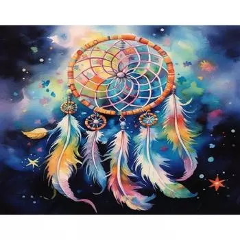Рамка акриловая картина по номерам для взрослых декоративная картина Ловец снов подарок ручная роспись поделки картина краска 40x50 см 40x50cm NO Frame