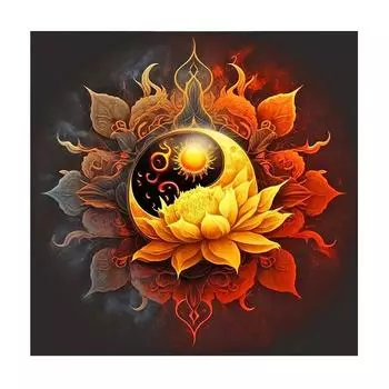 Рамка акриловая картина по номерам для взрослых наборы абстрактные солнце и цветы раскраска по номерам ручная работа для домашнего декора 40x40 40x40cm NO Frame