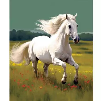 Рамка Белая Лошадь для рисования по номерам, наборы для взрослых, животное, сделай сам, рисунок по номерам, краска на холсте, картина для домашнего декора, 40x50 см 40x50cm NO Frame