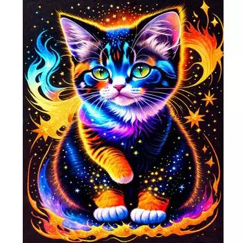 Рамка Diy для рисования по номерам для взрослых, наборы, красочные кошки, животные ручной работы, стартовый набор для домашнего декора 40x50 см 40x50cm NO Frame