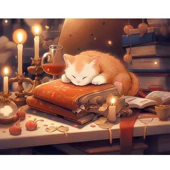 Рамка Diy для рисования по номерам, наборы, мультяшная картина, кот, животные, маркер по номерам для украшения дома, 40x50 см 40x50cm NO Frame